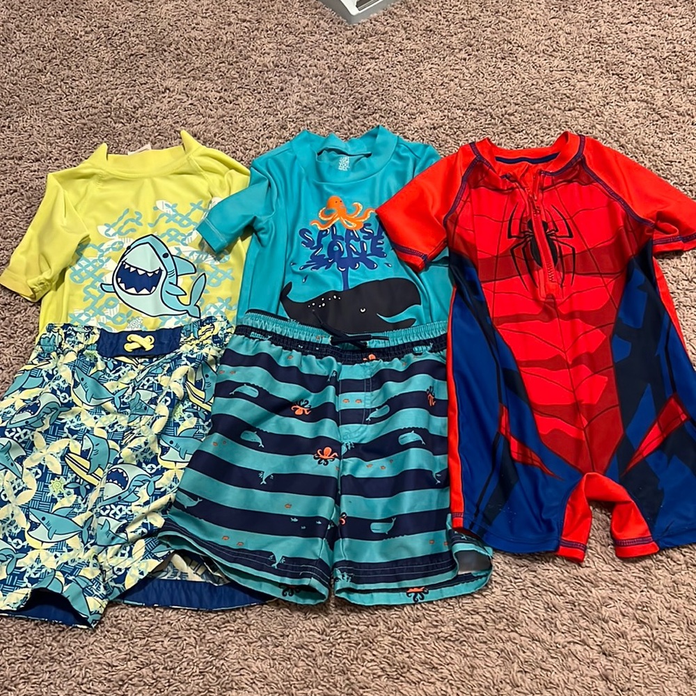 3 toddler boy swim suits rash guards